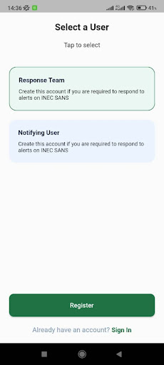 Android application INEC SANS screenshort