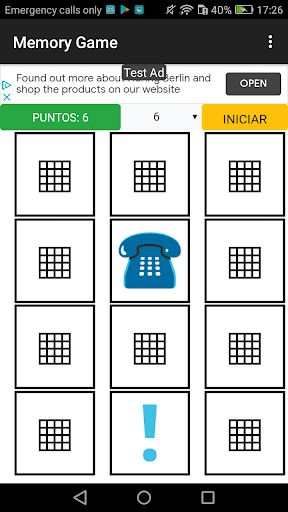 Memory Game Screen 2