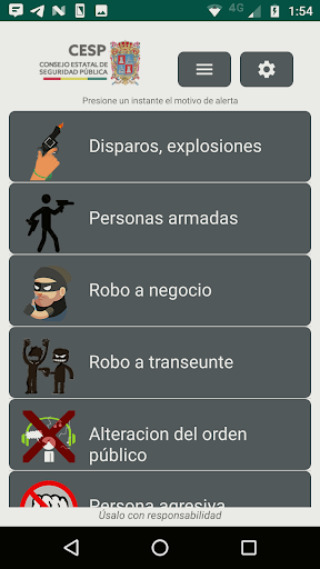 Android application Alertas vecinales 911 screenshort
