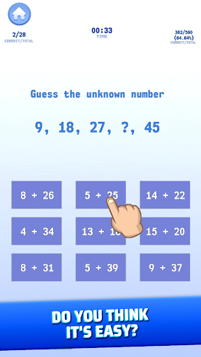 Math game puzzle: Brain Train Screen 2