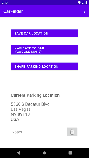 Android application CarFinder screenshort