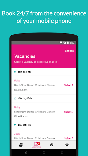 Android application ChildcareNow screenshort