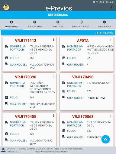 Android application e-PreviosMovil screenshort