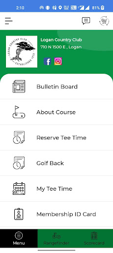 Android application Logan Country Club screenshort