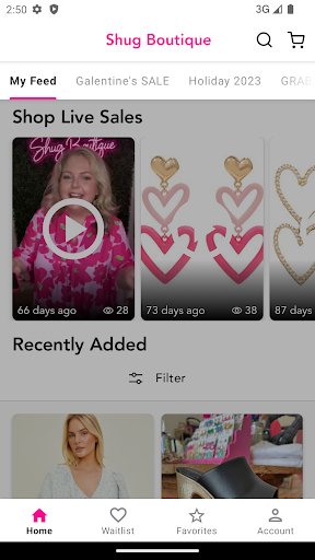 Android application Shug Boutique screenshort