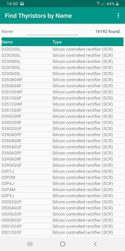 Thyristors directory Screen 2