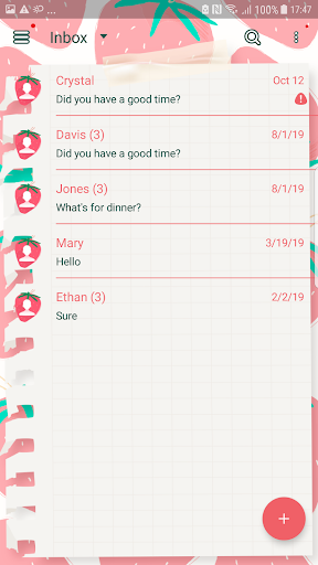 Screenshot of Strawberry diary Next SMS