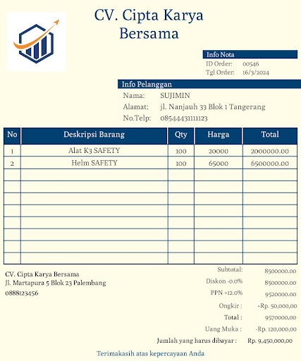 Nota Transaksi Penjualan Screen 3