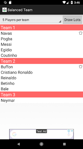 Balanced Team Generator Screen 3