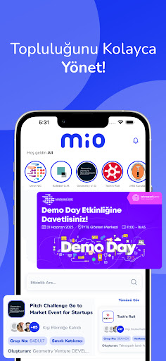 Android application mio: Etkinliklere Kolayca Eriş screenshort