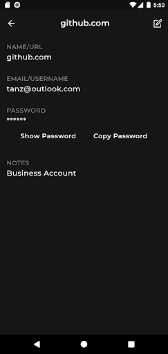 Passwd - Secure Password Vault Screen 2