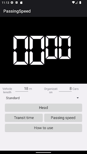 Android application PassingSpeed screenshort
