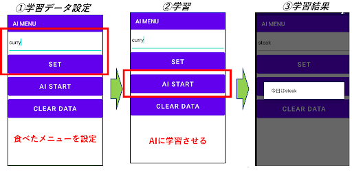 Android application 献立記録と提案 簡易版 screenshort