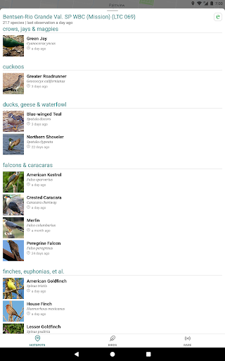 Screenshot of GoBird - Guide to Nearby Birds