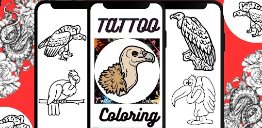 Tattoo Vulture Coloring Book