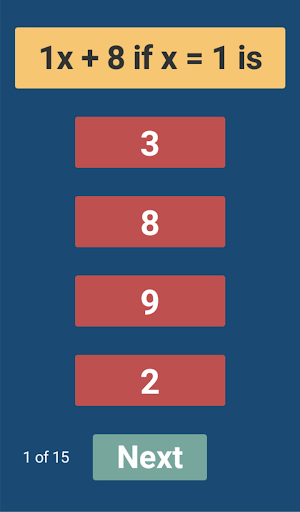 Android application Evaluate algebraic expressions screenshort