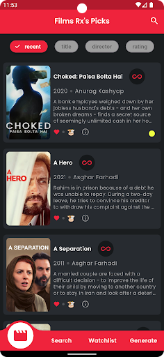 Android application Films Rx: The Art of Cinema screenshort