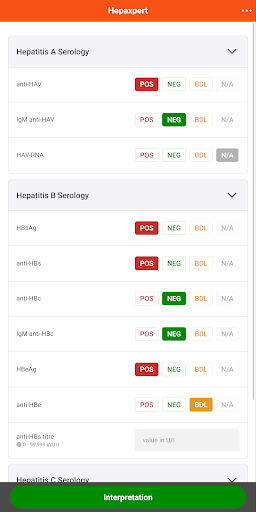 Android application Hepatitis Serology Interpreter screenshort