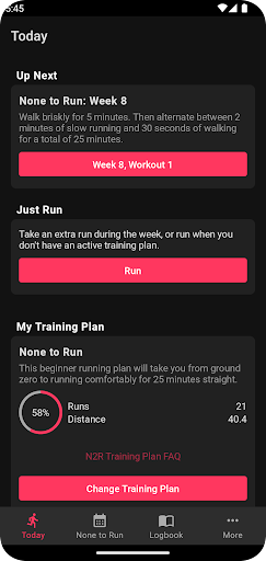 Screenshot of None to Run: Beginner, 5K, 10K