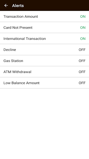 myPCFCU Card Controls Screen 3