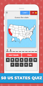 50 US States Map Quiz 8.1.1 APK + Mod (Unlimited money) untuk android