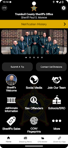 Screenshot of Trumbull County Sheriff Ohio