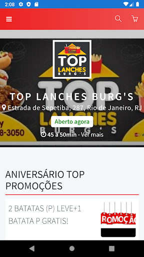 Android application Top Lanches Burg's screenshort