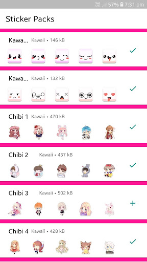 Android application Anime WAStickerApps : Love, Cu screenshort