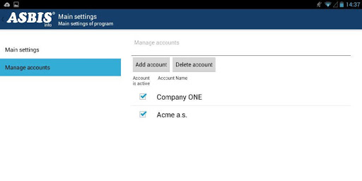 Android application Asbis info screenshort