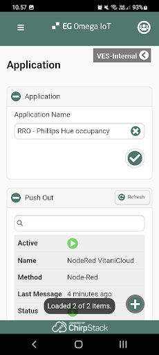 Android application Omega IoT screenshort