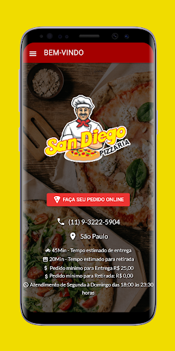 Android application San Diego Pizzaria screenshort