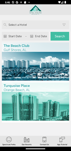 Android application Spectrum Resorts screenshort