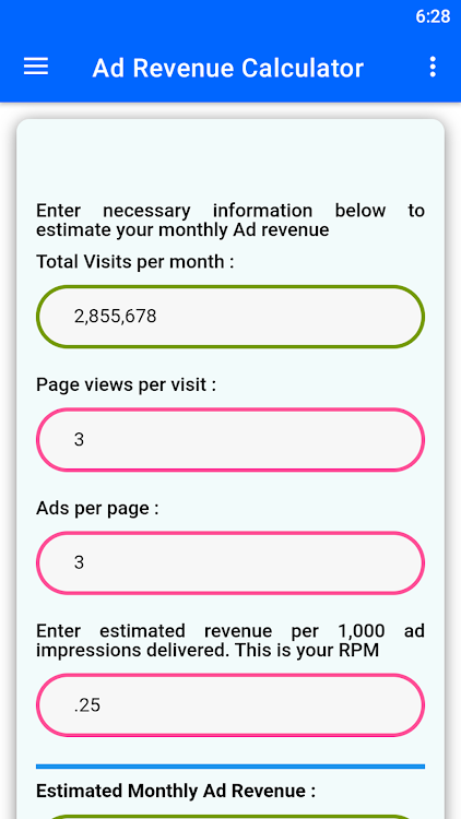 Web Ad Revenue Calculator - 9 - (Android)
