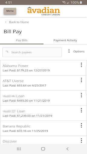 Avadian Credit Union Screen 2