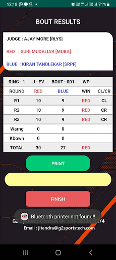 Android application G2 Boxing Judge Evaluation Pad screenshort