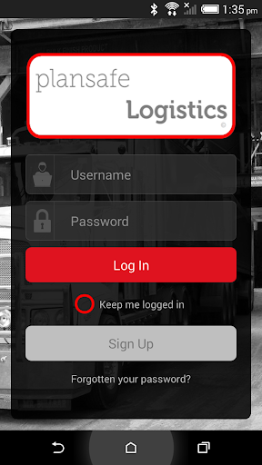 Android application plansafe Driver screenshort