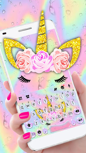 Android application Water Drop Unicorn Girl Keyboa screenshort
