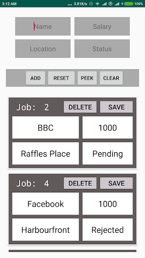 Android application Jobby screenshort