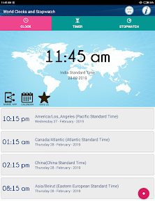 Captura de Pantalla 9 World Clocks with Timer & Stop android