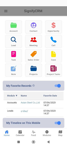 Android application SignifyCRM screenshort