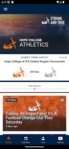 Screenshot of Hope College Athletics
