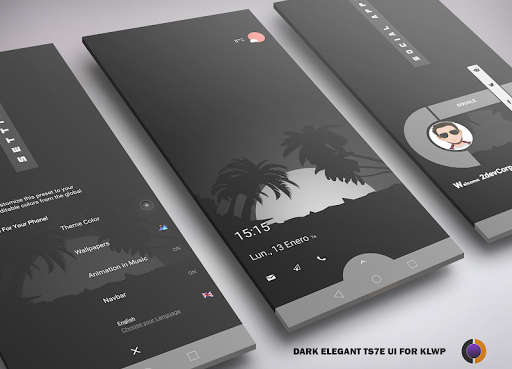 Android application DARK Elegant TS7E UI for Klwp screenshort