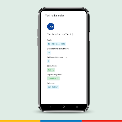 Android application Yeni halka arz screenshort