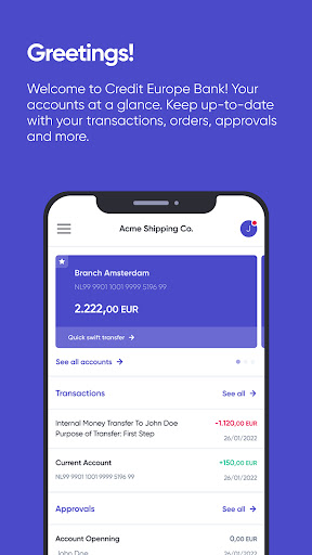 Android application Credit Europe Bank Suisse screenshort