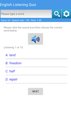 English Listening Quiz Screen 2