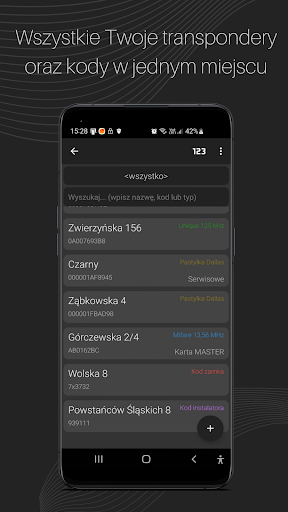 Android application ECP - Unique, Dallas, Mifare screenshort