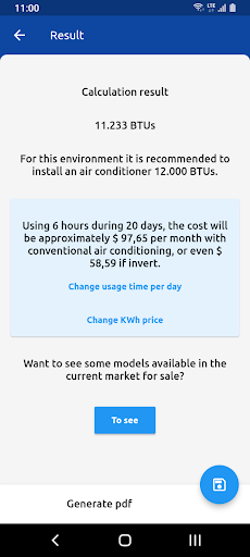 Btus Calculator Screen 2