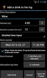 AlcoDroid Alcohol Tracker Screenshot