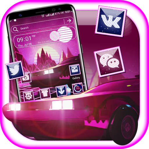 Retro Neon Car Launcher Theme logo