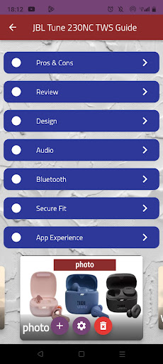 Android application JBL Tune 230NC TWS Guide screenshort